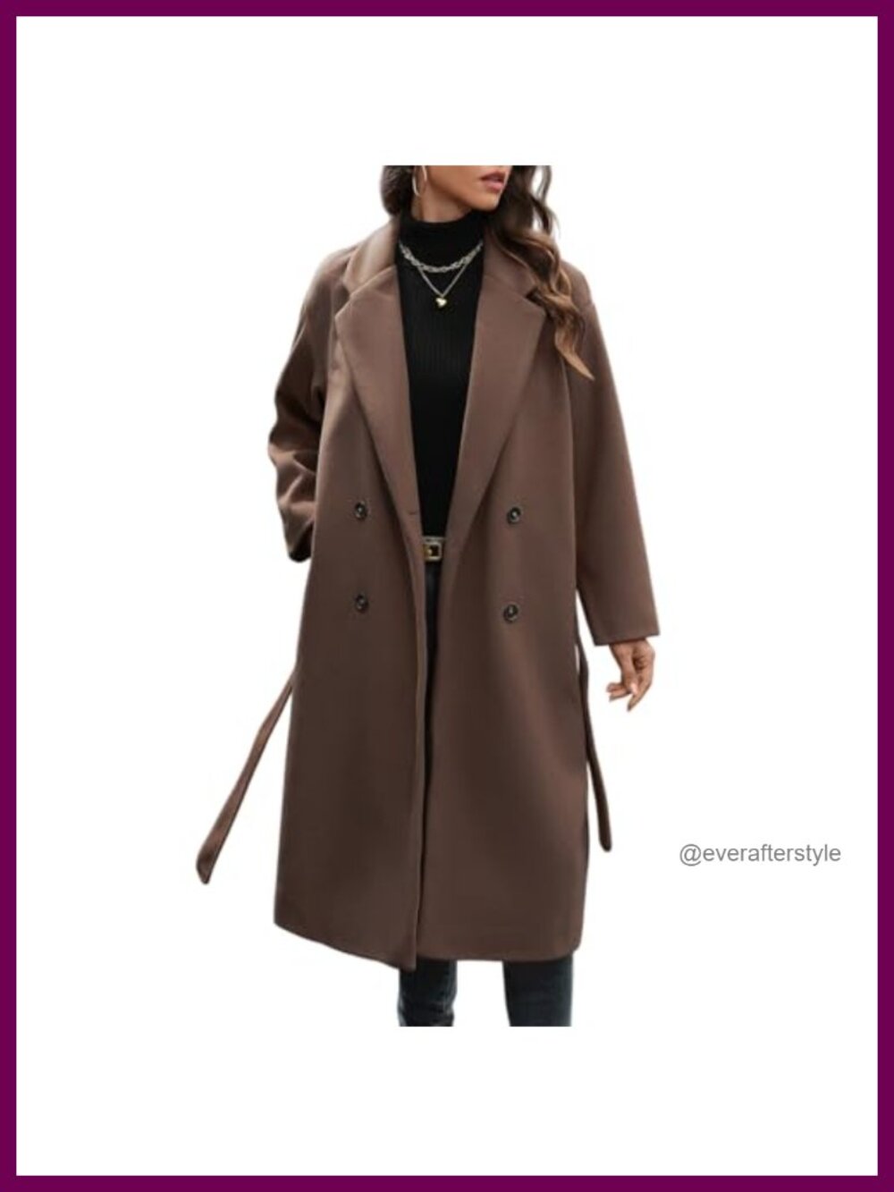 Women's Winter Double Breasted Wool Blend Coat Long Sleeve Notched Collar